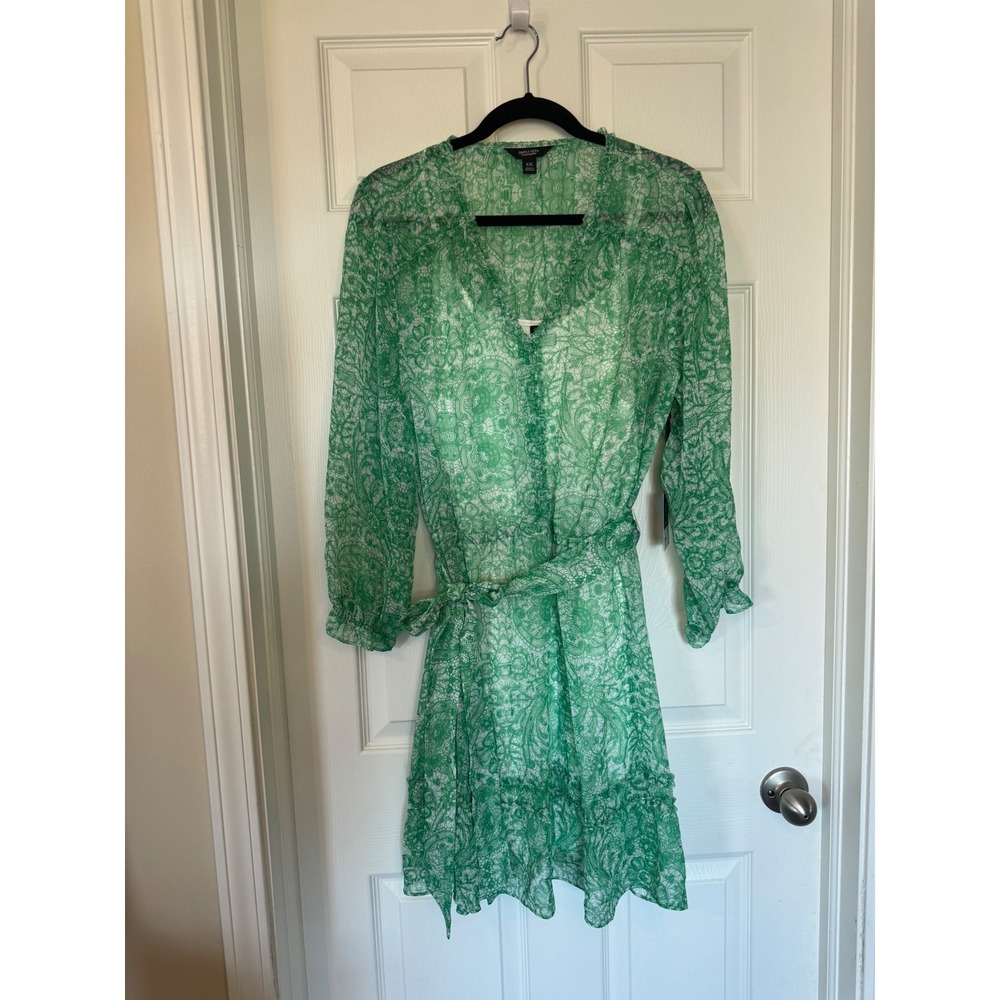 Simply Vera Vera Wang Green Paisley Ruffle Mini Dress XXL NWT